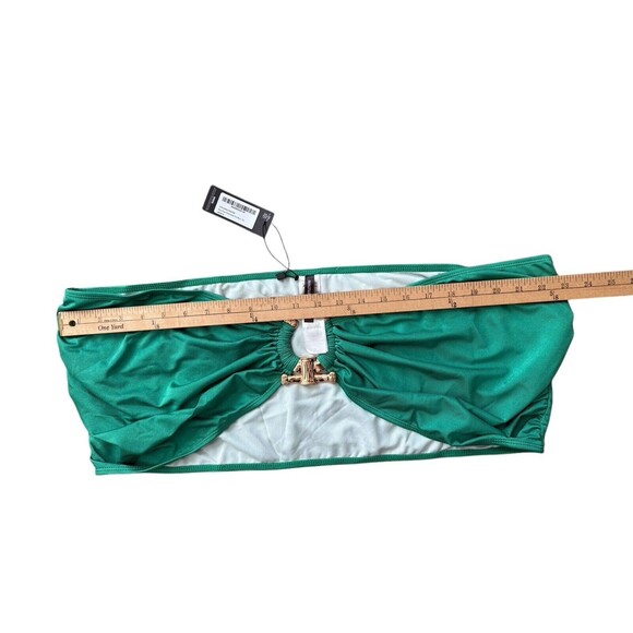 PrettyLittleThing Plus Green Hammered Trim Bikini Top Women's Size 22 US New! - Picture 8 of 9